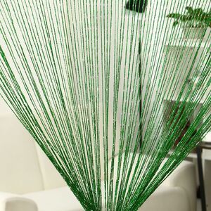 String Curtain Fringe Panel Thread Strip Backdrop Divider for Decor Dark Green